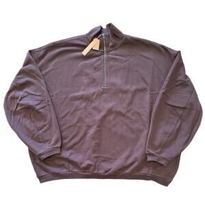 NWT SKIMS Half-Zip Slouchy Oversized Boyfriend Fleece Espresso Sz L Oversized